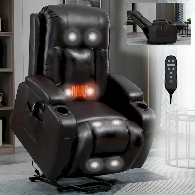 Fauteuil inclinable releveur avec massage et chauffage lombaire