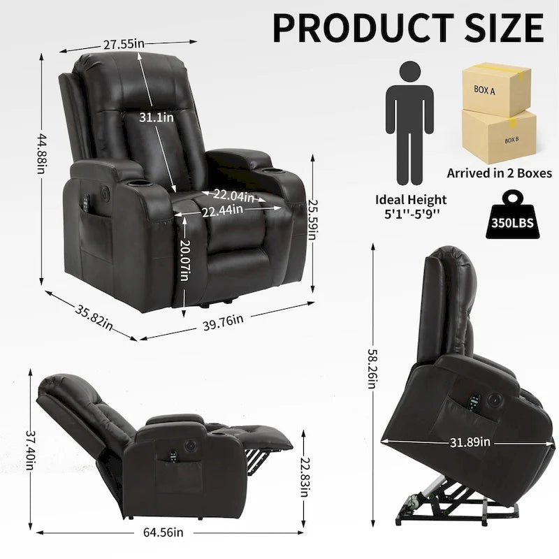 Power Lift Recliner Chair with Massage and Lumbar Heat