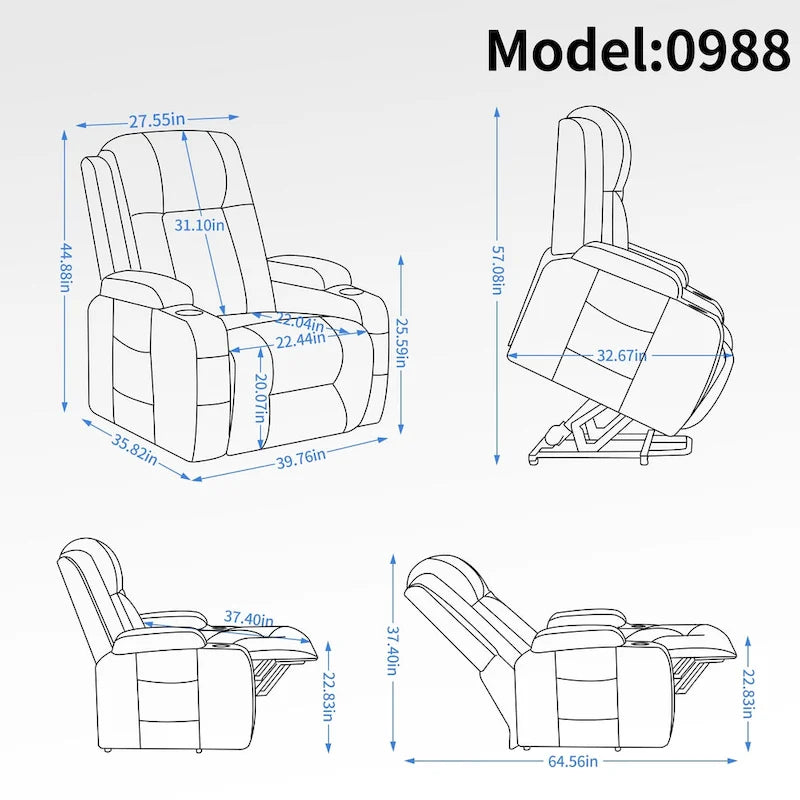 Power Lift Recliner Chair with Massage and Lumbar Heat