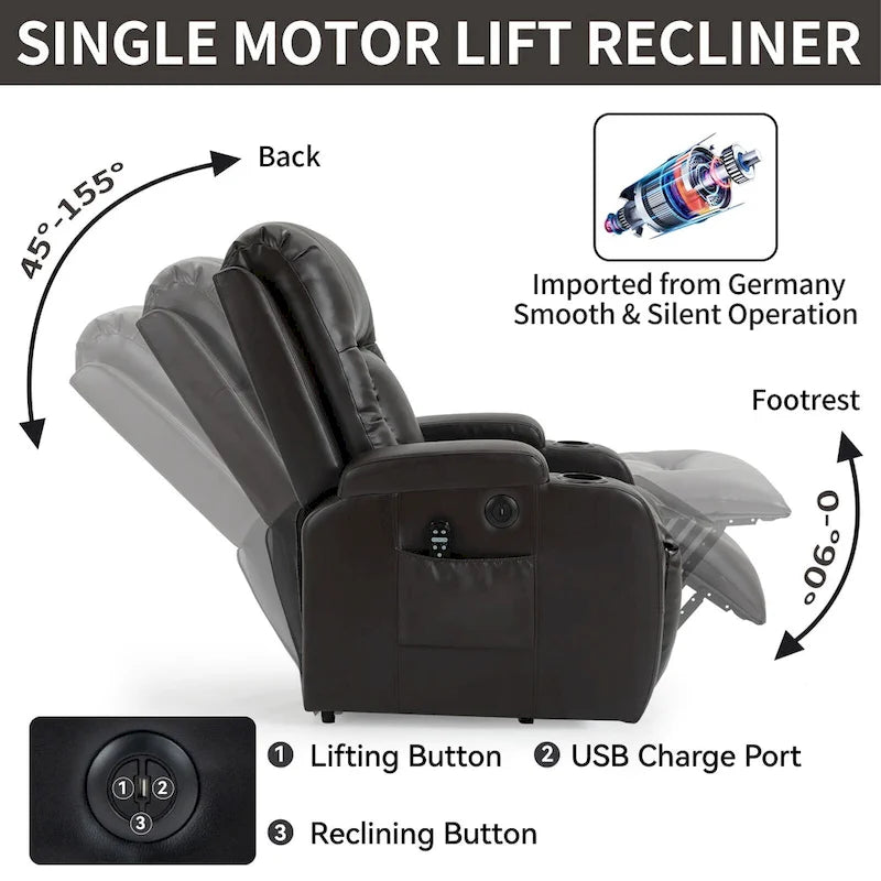 Power Lift Recliner Chair with Massage and Lumbar Heat