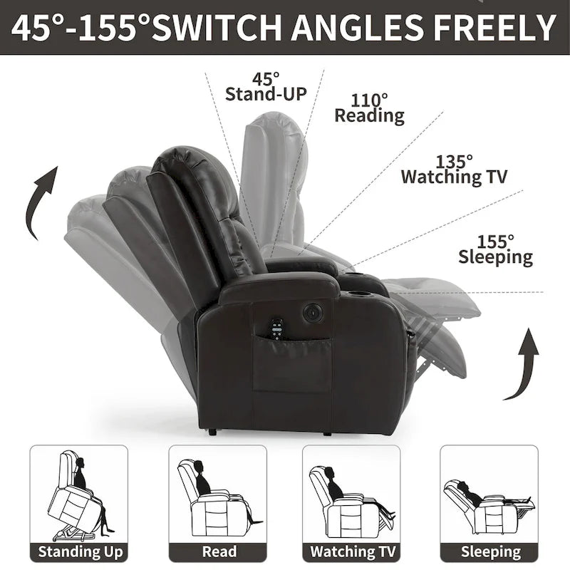 Power Lift Recliner Chair with Massage and Lumbar Heat