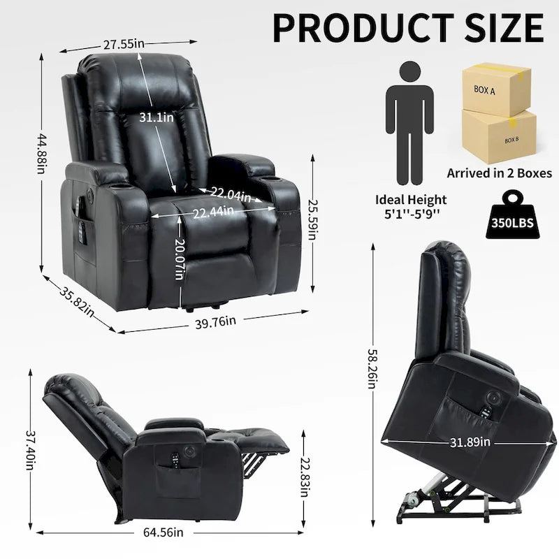 Power Lift Recliner Chair with Massage and Lumbar Heat