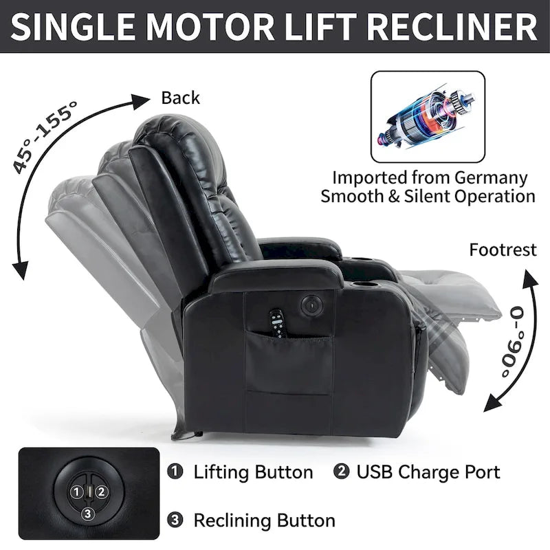 Power Lift Recliner Chair with Massage and Lumbar Heat