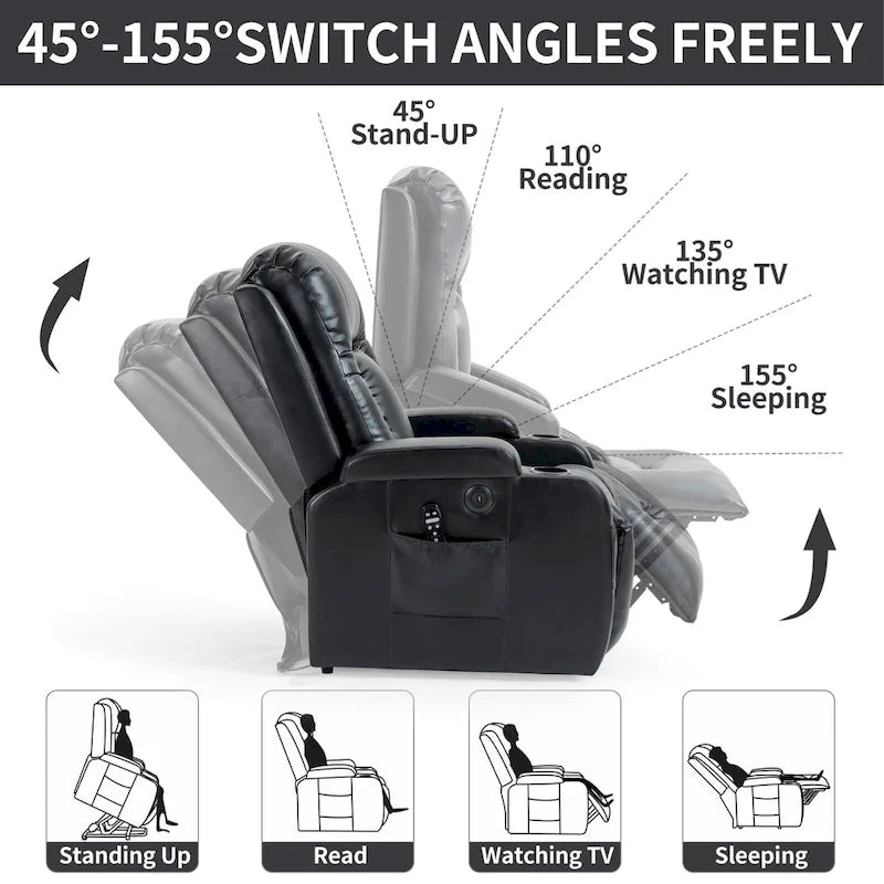 Power Lift Recliner Chair with Massage and Lumbar Heat