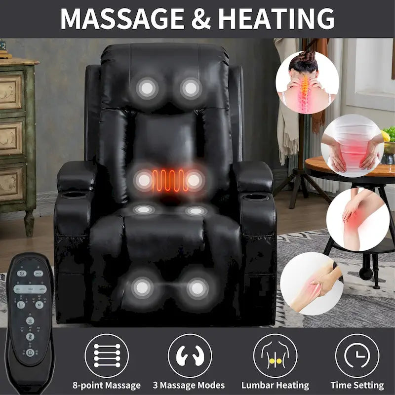 Power Lift Recliner Chair with Massage and Lumbar Heat