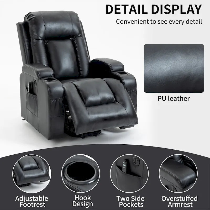Power Lift Recliner Chair with Massage and Lumbar Heat