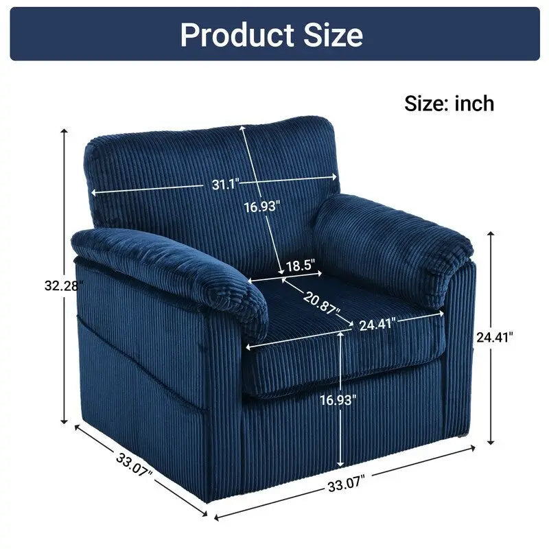 33 Corduroy Swivel Single Sofa Chair