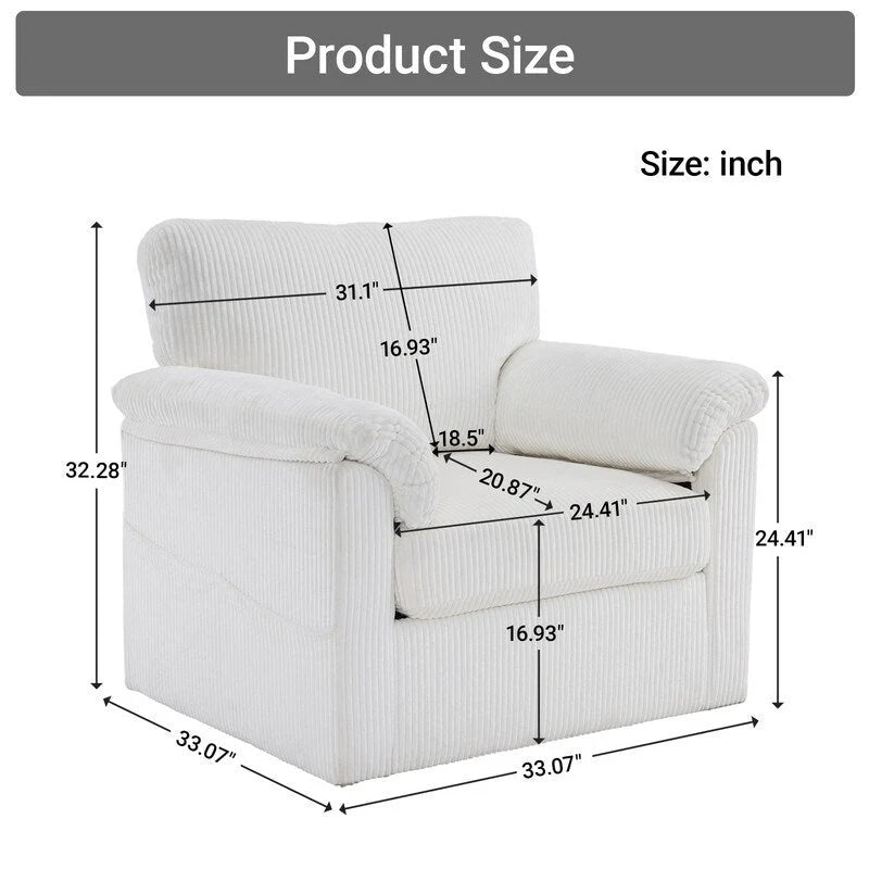 33 Corduroy Swivel Single Sofa Chair
