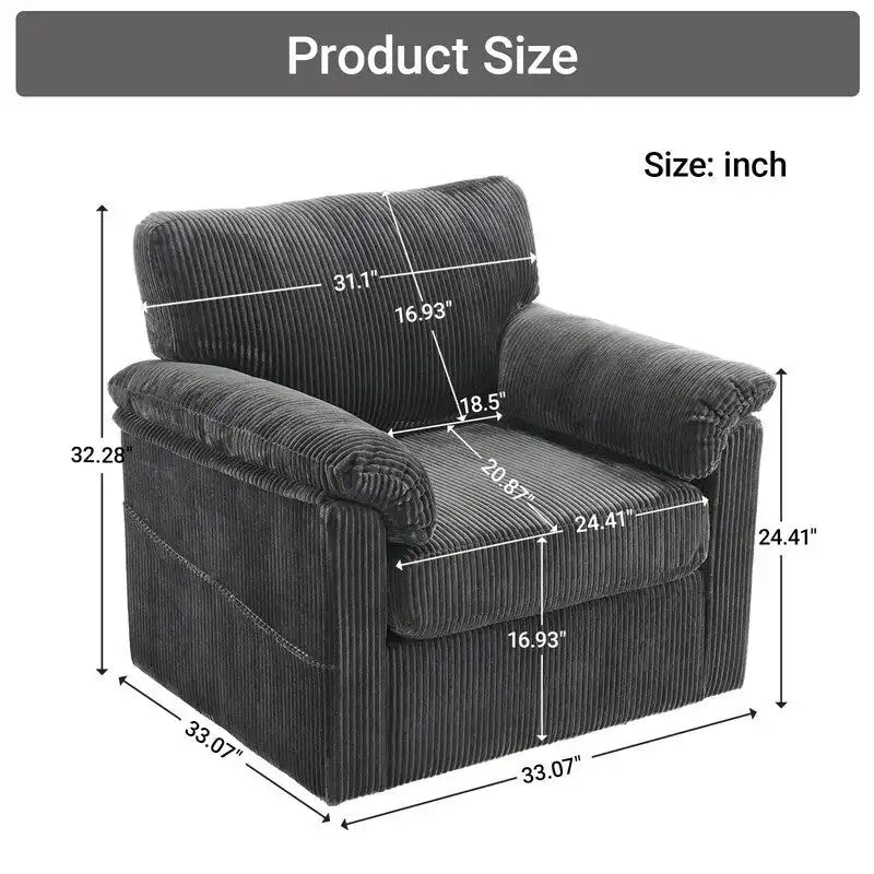 33 Corduroy Swivel Single Sofa Chair
