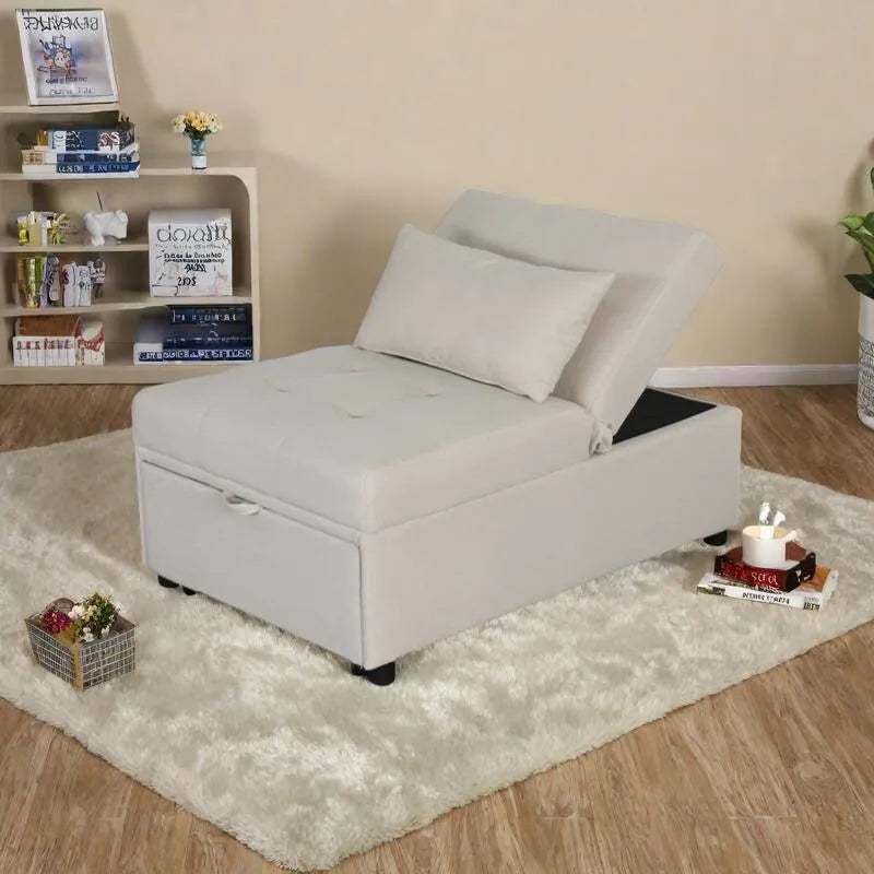 Canapé-lit pliant multifonctionnel en forme de pouf – Se transforme en chaise longue et en lit simple (capacité de 120 kg)