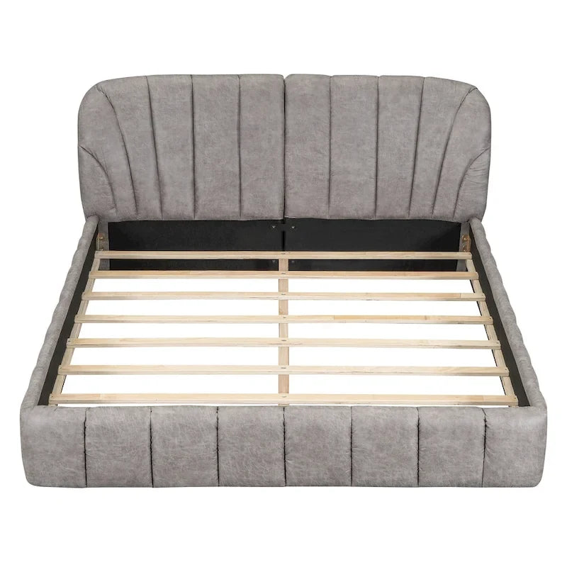 Modern Queen Size Upholstered Bed with Thick Fabric