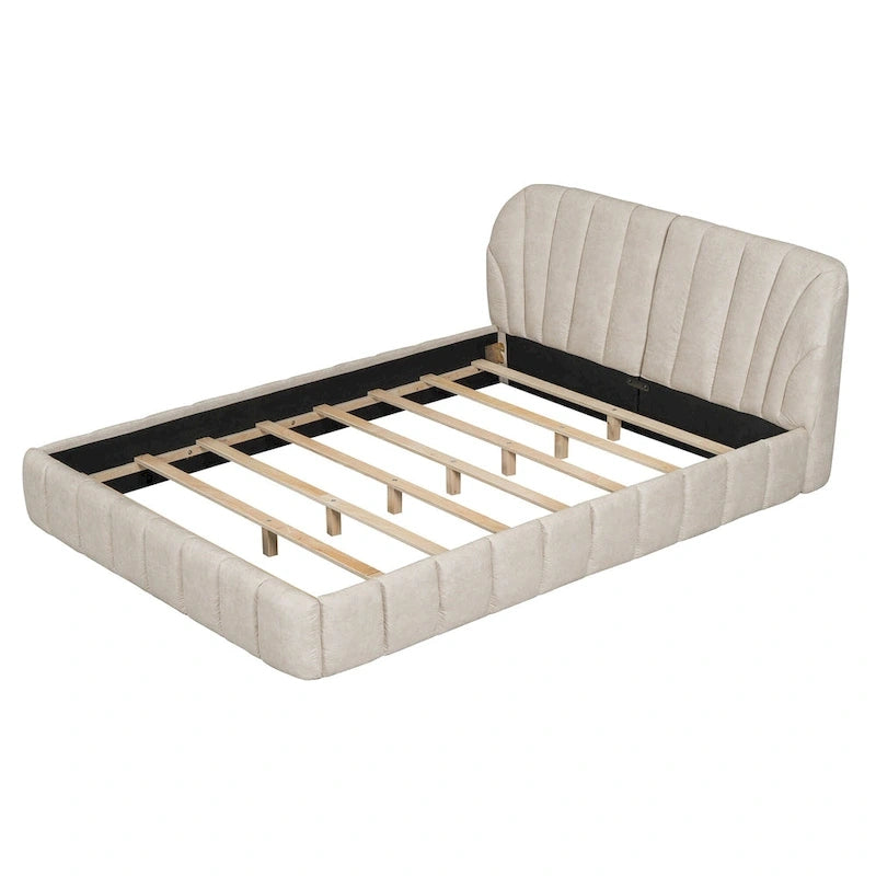 Modern Queen Size Upholstered Bed with Thick Fabric