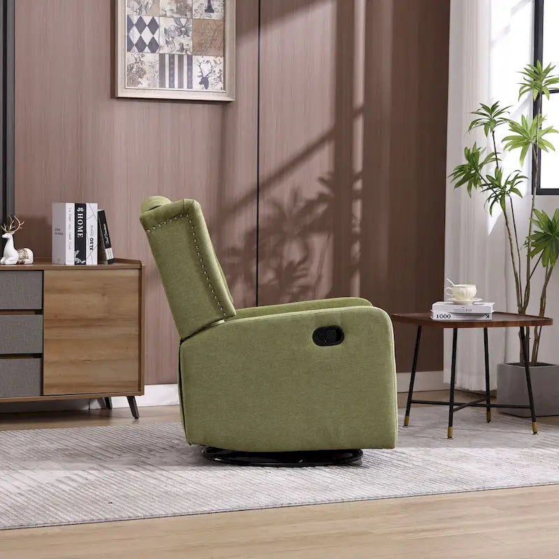 360 Swivel Glider Rocker Manual Recliner with Button-Tufted Backrest and Footrest for Living Room & Bedroom