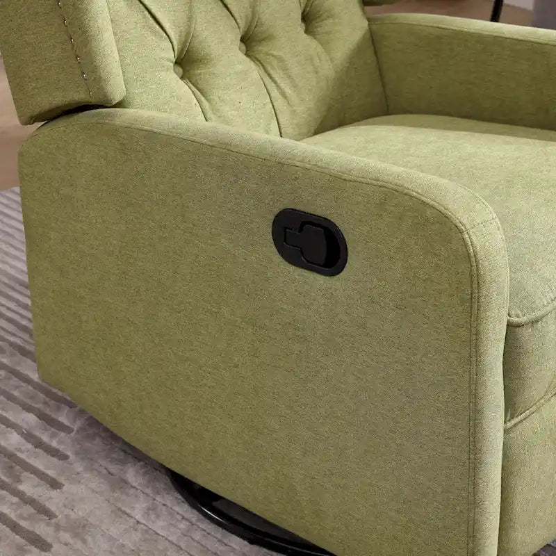 360 Swivel Glider Rocker Manual Recliner with Button-Tufted Backrest and Footrest for Living Room & Bedroom