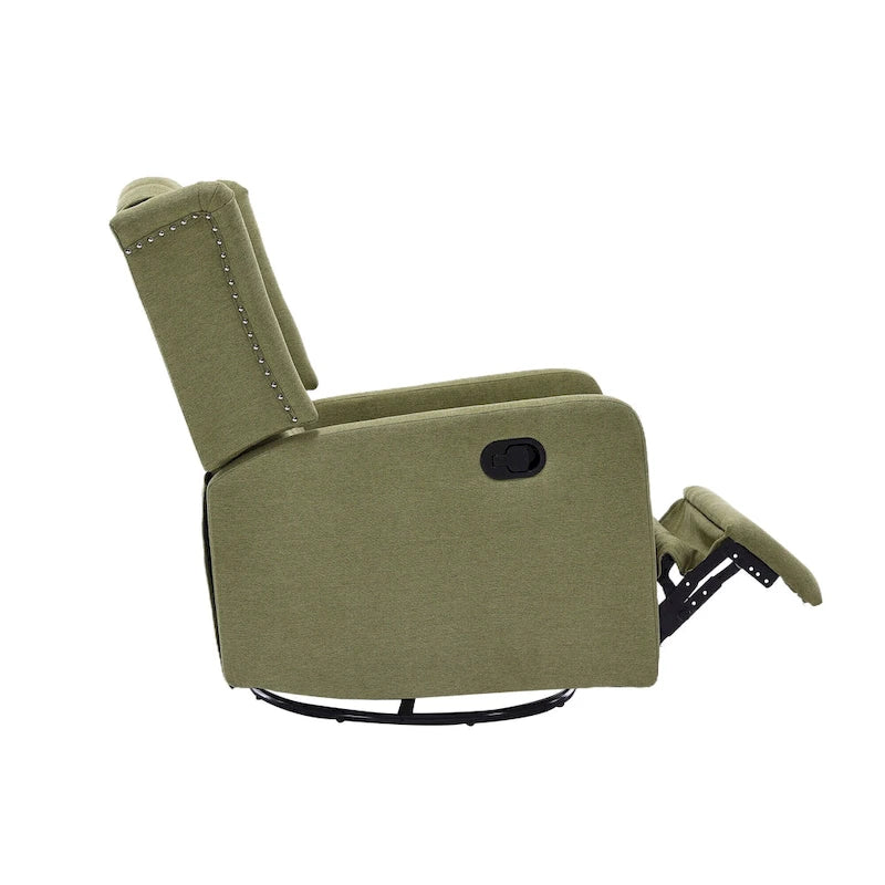 360 Swivel Glider Rocker Manual Recliner with Button-Tufted Backrest and Footrest for Living Room & Bedroom