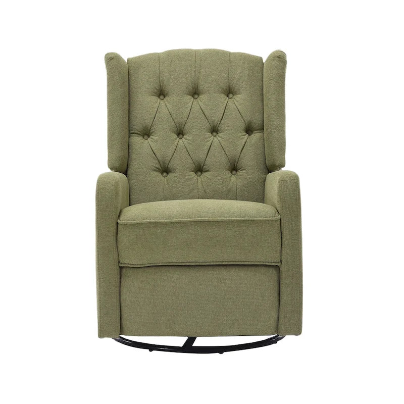 360 Swivel Glider Rocker Manual Recliner with Button-Tufted Backrest and Footrest for Living Room & Bedroom