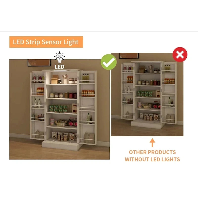 LED Kitchen Pantry Cabinet with Storage