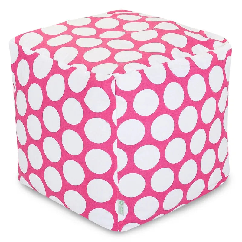 Large Polka Dot Indoor Ottoman Pouf Cube - Small