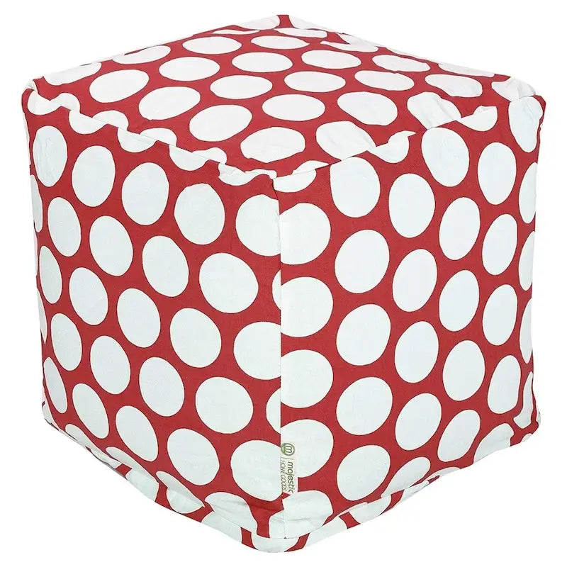 Large Polka Dot Indoor Ottoman Pouf Cube - Small