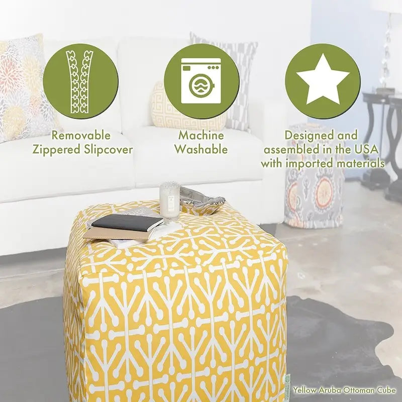 Large Polka Dot Indoor Ottoman Pouf Cube - Small