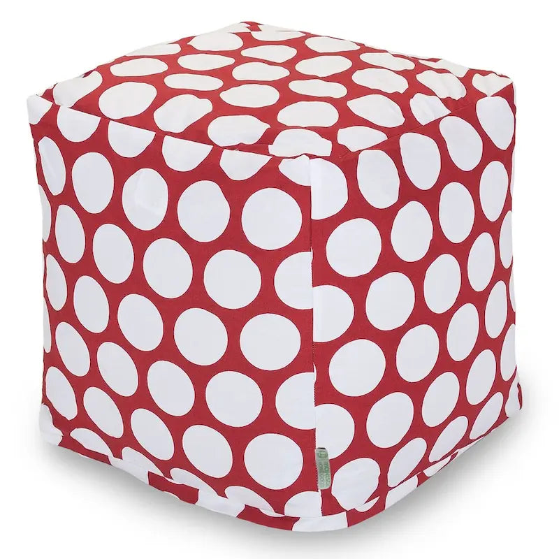 Large Polka Dot Indoor Ottoman Pouf Cube - Small