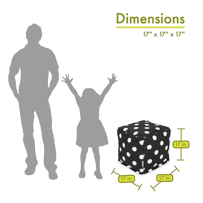 Large Polka Dot Indoor Ottoman Pouf Cube - Small