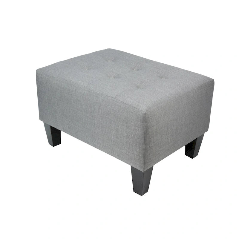 MJL Furniture MAX Squared Decorative Button Tufted Upholstered Grey Firm Ottoman