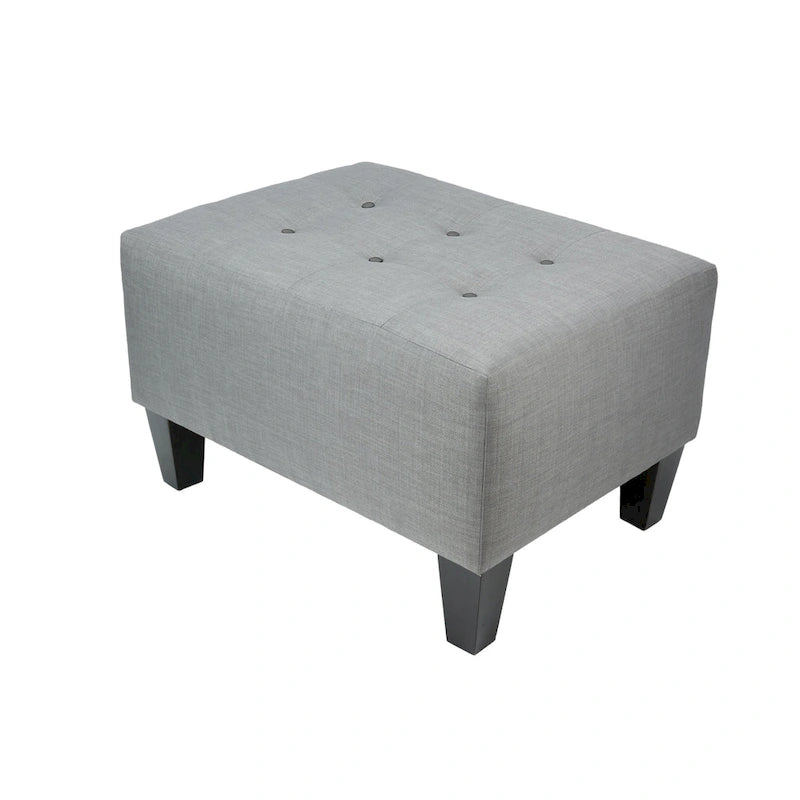 MJL Furniture MAX Squared Decorative Button Tufted Upholstered Grey Firm Ottoman