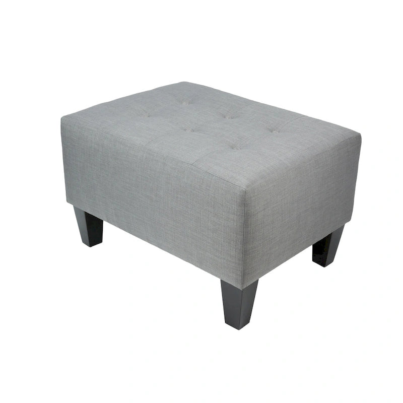 MJL Furniture MAX Squared Decorative Button Tufted Upholstered Grey Firm Ottoman