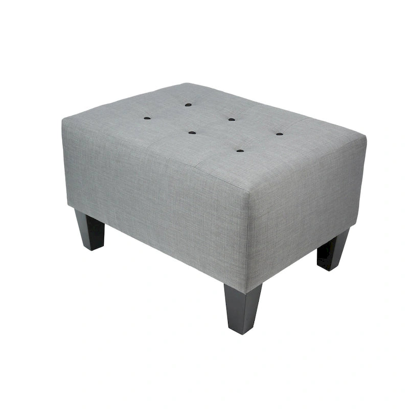 MJL Furniture MAX Squared Decorative Button Tufted Upholstered Grey Firm Ottoman