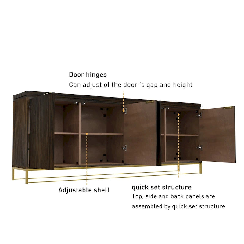Clihome Furniture Wood 4-Door Accent Cabinet