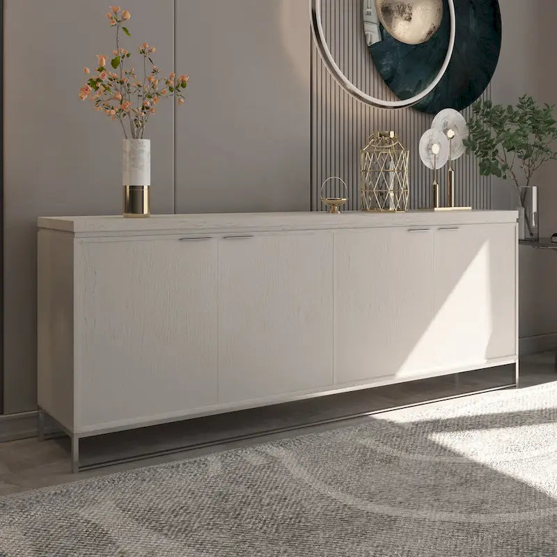 Clihome Furniture Wood 4-Door Accent Cabinet
