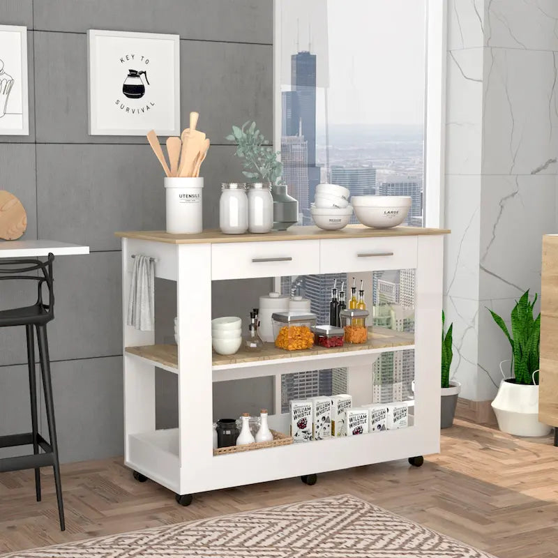 Îlot de cuisine 46 avec 2 tiroirs