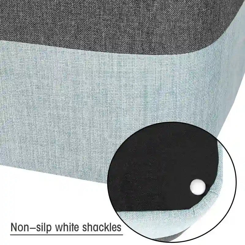 Adeco Square Fabric Ottoman Two-Color Stitching Footrest Stool