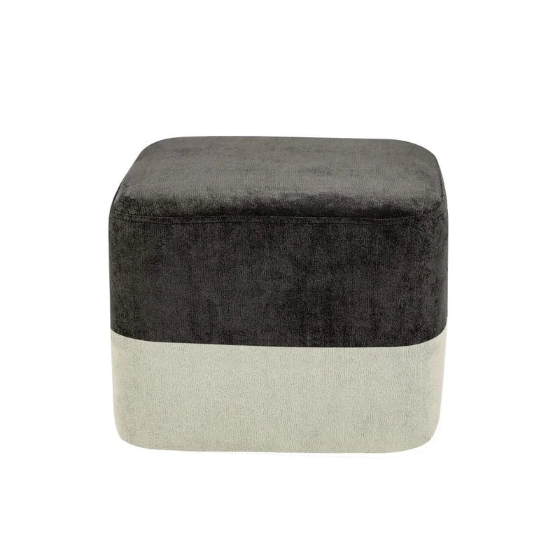 Adeco Square Fabric Ottoman Two-Color Stitching Footrest Stool