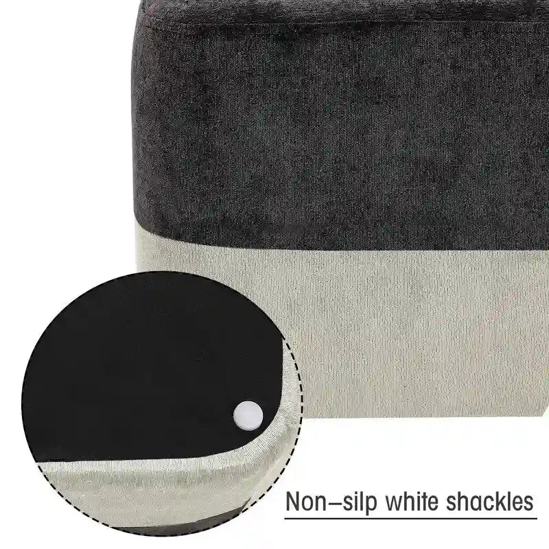 Adeco Square Fabric Ottoman Two-Color Stitching Footrest Stool