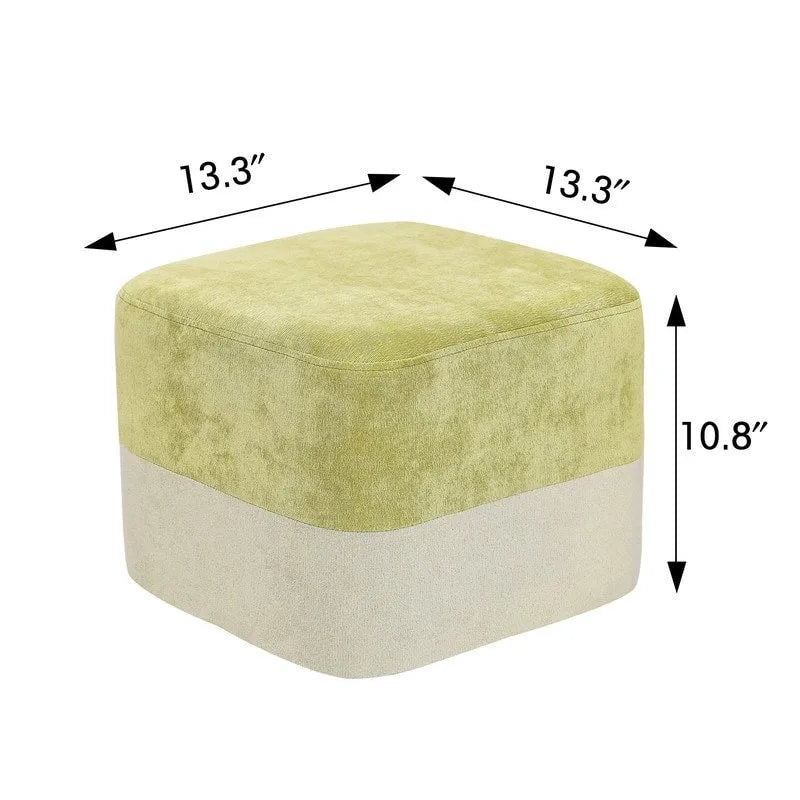 Adeco Square Fabric Ottoman Two-Color Stitching Footrest Stool