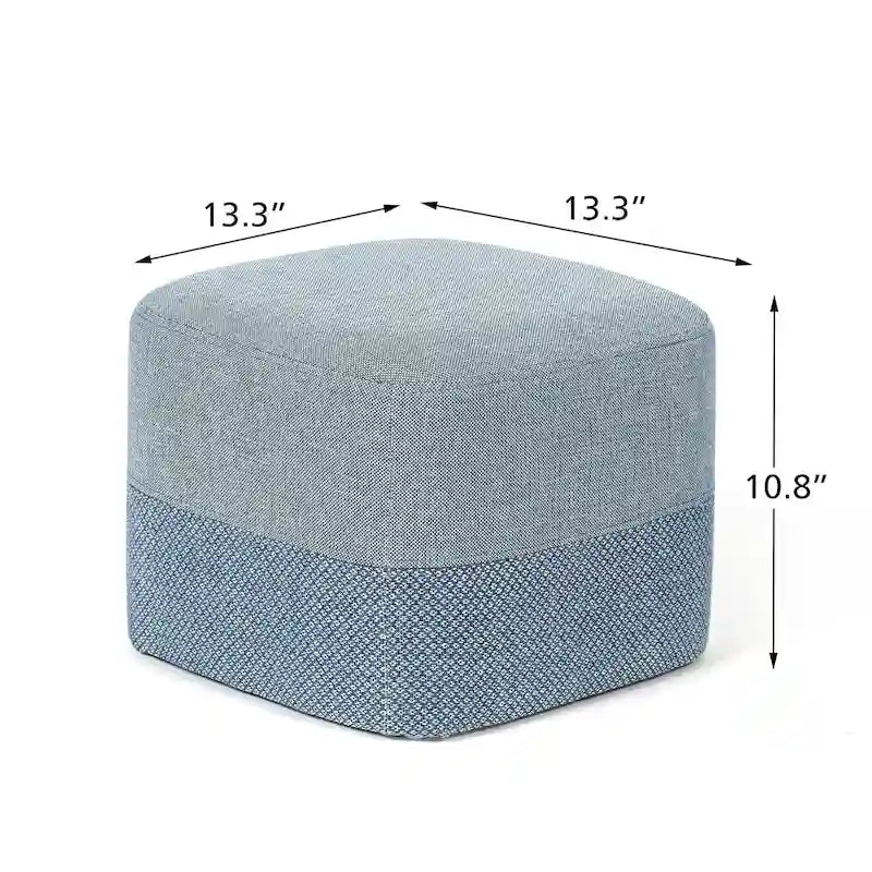 Adeco Square Fabric Ottoman Two-Color Stitching Footrest Stool