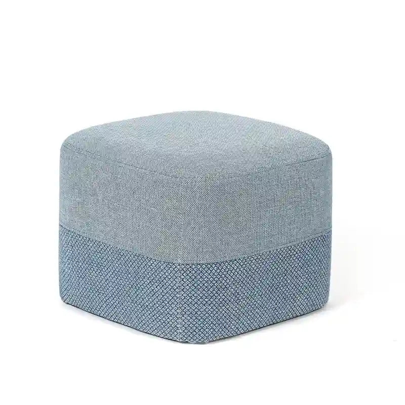 Adeco Square Fabric Ottoman Two-Color Stitching Footrest Stool
