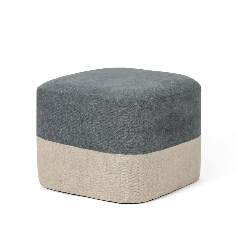Adeco Square Fabric Ottoman Two-Color Stitching Footrest Stool