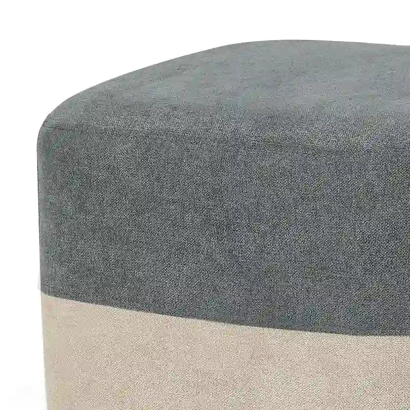 Adeco Square Fabric Ottoman Two-Color Stitching Footrest Stool