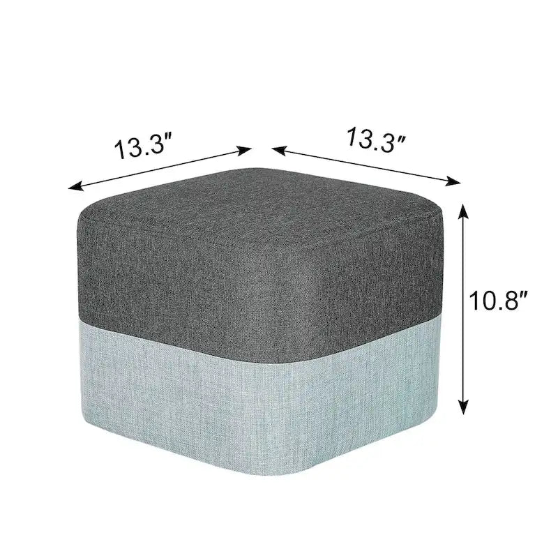 Adeco Square Fabric Ottoman Two-Color Stitching Footrest Stool