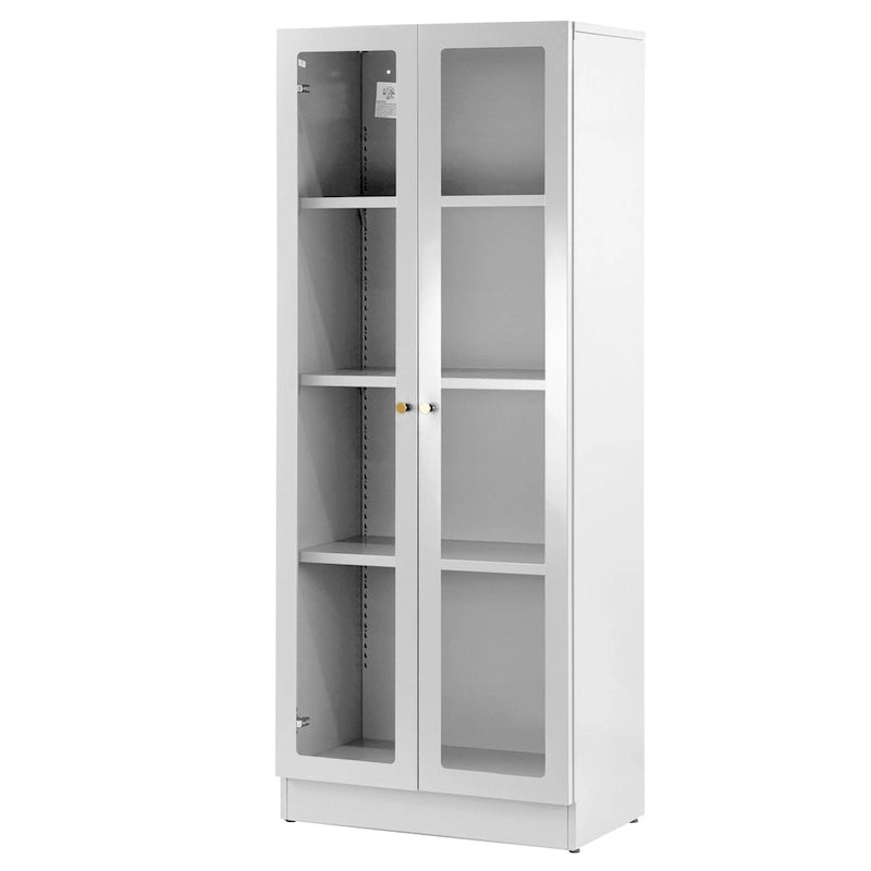 59-Inch White French Door Metal Cabinet