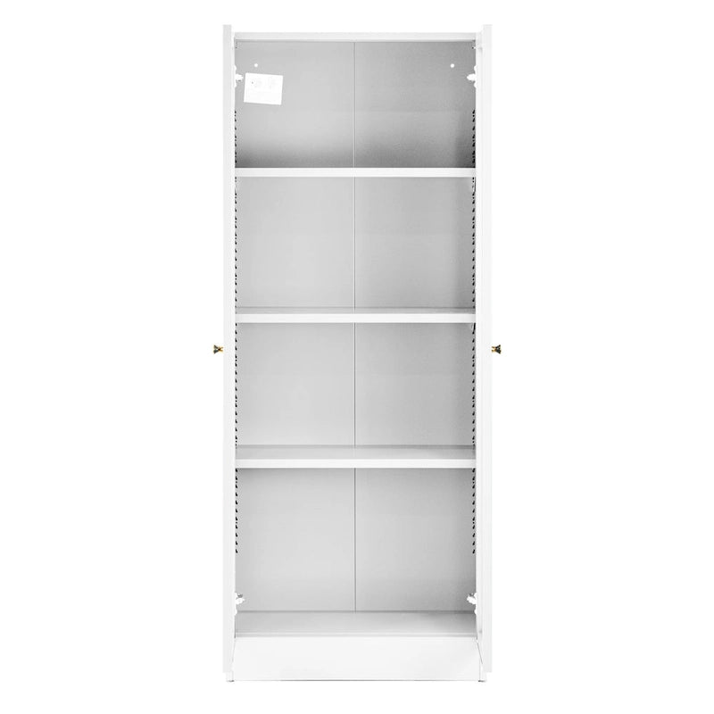 59-Inch White French Door Metal Cabinet