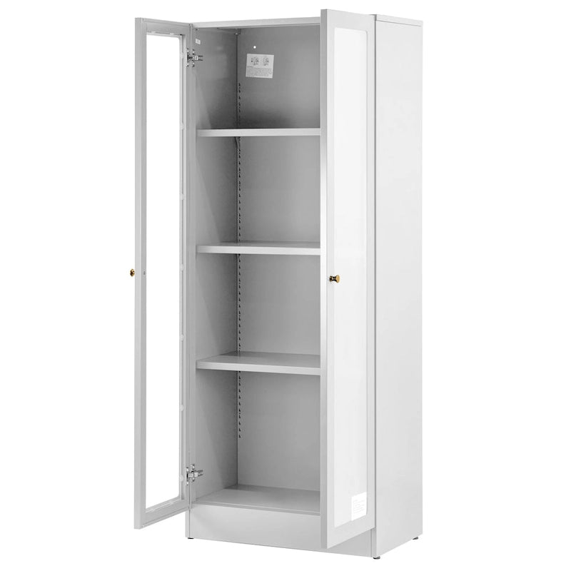 59-Inch White French Door Metal Cabinet