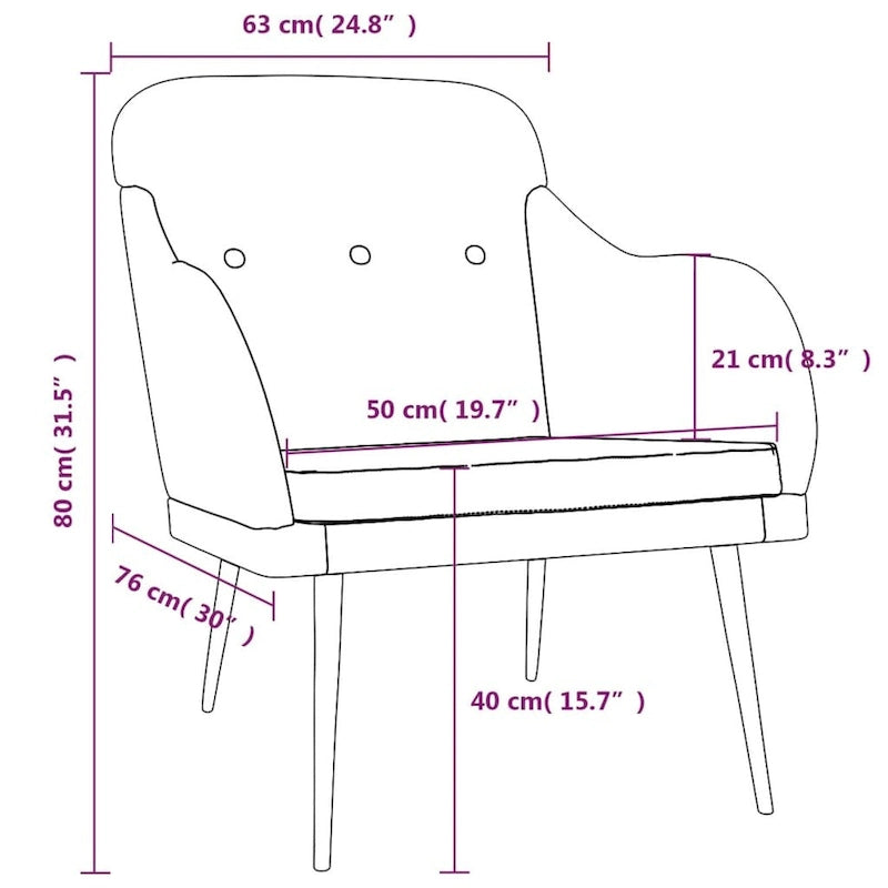 vidaXL Armchair Dark Gray 24.8x29.9x31.5 Fabric - 24.8 x 29.9 x 31.5