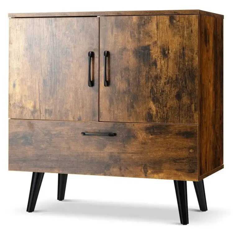 Modern Floor Storage Cabinet with 2 Doors and 1 Pull-out Drawer - 30 x 16 x 31 (L x W x H)
