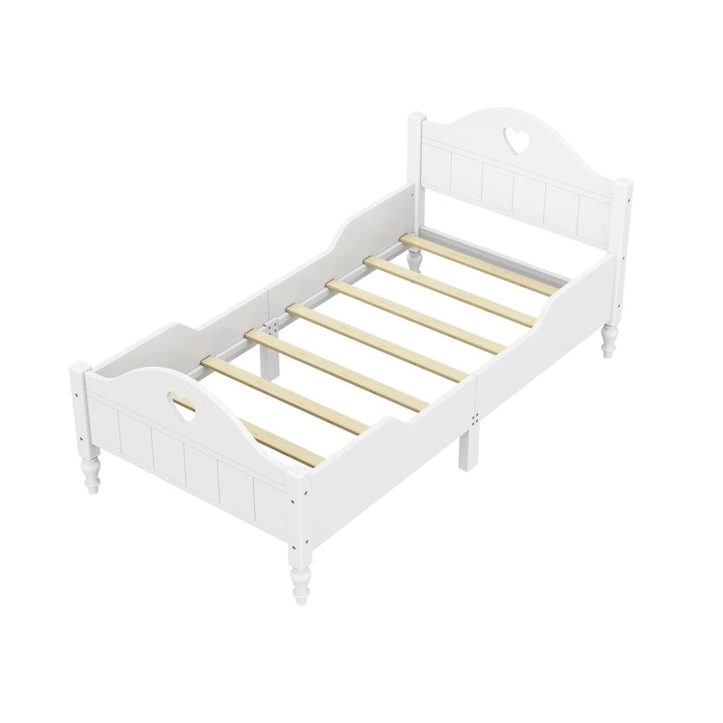 Macaron Twin Size Toddler Bed with Side Safety Rails and Headboard and Footboard,Light Pink