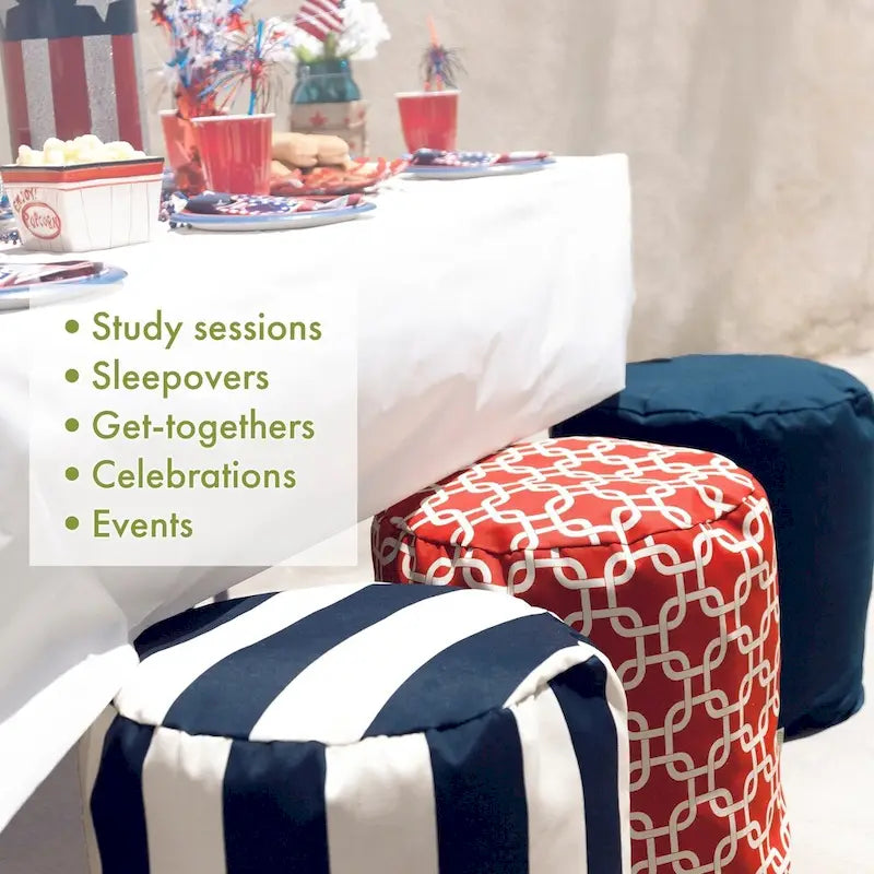 Majestic Home Goods Vertical Stripe Indoor / Outdoor Ottoman Pouf 16 L x 16 W x 17 H