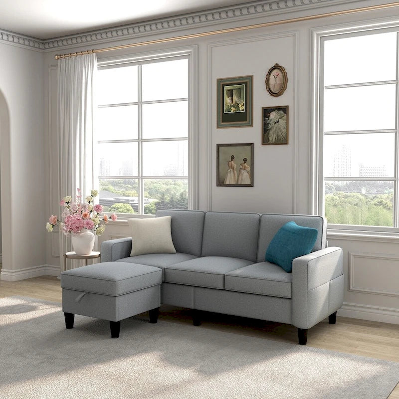 L-shaped design Sofa 3 Seater with Storage Box for the Chaise